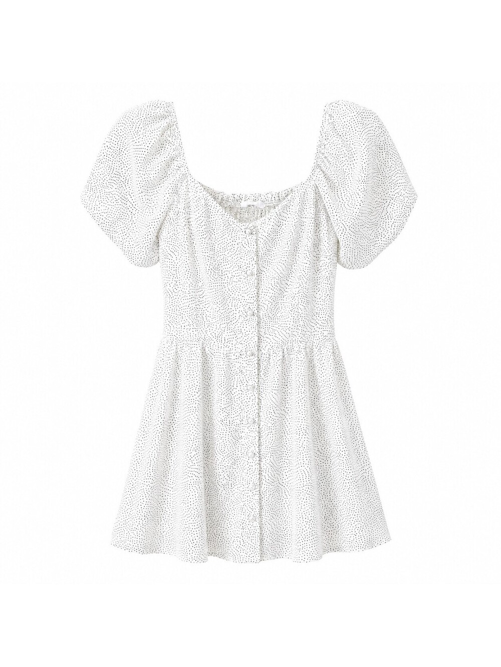 Sienna Sky Women's White and Black Polka Dot Puff Sleeve Button-Front Dress Size